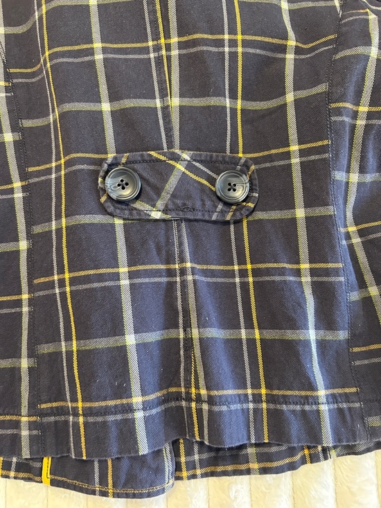 Vintage Aeropostale Double-Breasted Plaid Women's Peacoat Jacket - Navy & Yellow - Picture 9 of 14